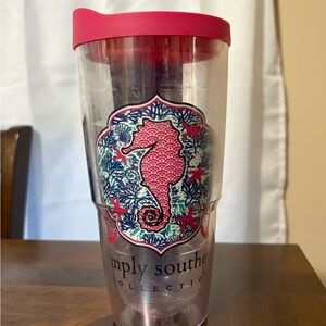 Simply Southern Tumbler with Pink Seahorse and Lid